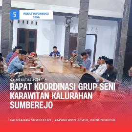 Rapat Dewan Pelestari Budaya Kalurahan Sumberejo Bersama Grup Seni Karawitan Bahas Persiapan HUT RI 