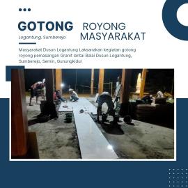 Wujud Nyata Gotong Royong! Balai Dusun Logantung Mulai Dipasang Lantai Granit